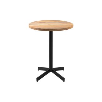 Miliboo Mesa Bistr&oacute; Redonda En Madera Maciza Y Metal Negro D60 Cm Meera