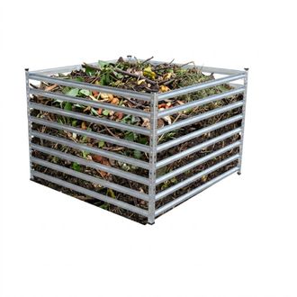 Relaxdays Relaxdays Compostador Met&aacute;lico Para Jard&iacute;n, 90&times;100&times;100 Cm, 900 L, Hojas, Refuerzos, Acero Plateado