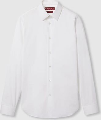 Gucci Stretch Cotton Poplin Shirt, Size 15++, White, Ready-to-wear