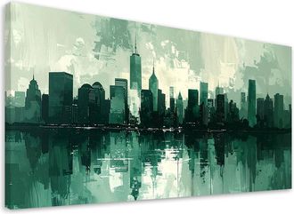Feeby Cuadro En Lienzo, Edificios Modernos De La Ciudad Verde, 120x60