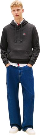 Tommy Jeans Heren Badge Hoodie (Zwarte mergel)