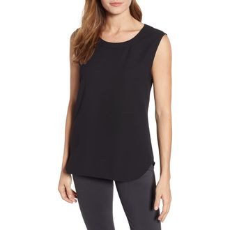 Anne Klein Scoop Neck Sleeveless Blouse in Anne Black at Nordstrom, Size Small