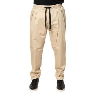 Dolce & Gabbana Beige Cotton Skinny Men Jogger Trouser Mens Pants