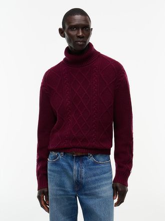 Tommy Hilfiger Mens New York Label Wool-Blend Turtleneck - Burgundy - L