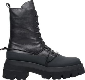Estro & Luminara High Worker Boots - Dames - Veterlaarzen - Zwart - 36 EU - Leer - Schoenen