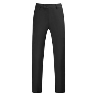 Generic Mens Belted Smart Dress Pants Straight-Fit Suit Trousers Stretch Chino Trousers Formal Trousers Flat-Front Casual Pants Plain Suit Pant Busines Office