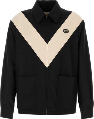 Valentino Garavani Nylon Gabardine Jas met Ingezette V en VLogo Patch - Heren - Bomber jackets - Zwart - M - Nylon - Jassen