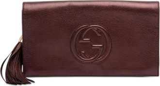 Gucci Pre-owned Gucci Metallic Leather Soho Disco Clutch Ladies 336753 486628