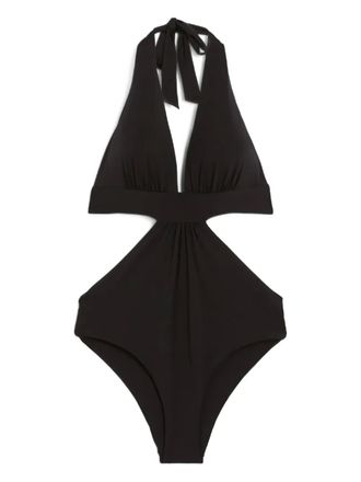 Max Mara tie v-neck cassie swimsuit - women - Fabric - 38 - Black