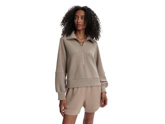 Varley Milano Half Zip Sweat Womens Sweater Taupe Marl : MD, Cotton/Polyester