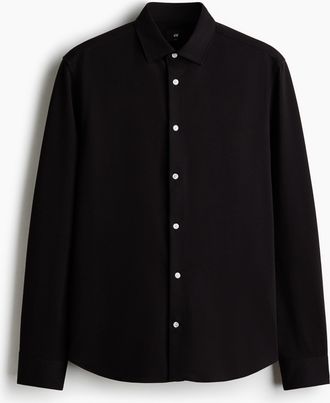 H&M Hemd mit Vierwegestretch in Slim Fit - Schwarz