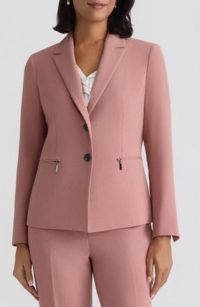 Kasper Stretch Crepe Two-Button Blazer in Tearose at Nordstrom, Size 14
