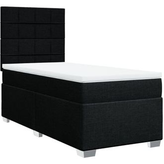 vidaXL Cama Box Spring Con Colch&oacute;n Tela Negro 100x200 Cm Vidaxl
