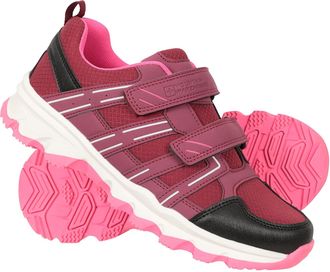 Mountain Warehouse Cannonball Kids Walking Shoes - Lightweight & Soft Suede & Textile Sneakers with Ankle Support - for Spring Summer Travelling & Camping Berry Junior S