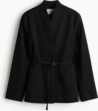 H&M Blazer mit Gürtel - Schwarz