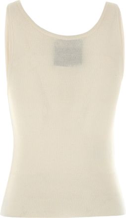 Moschino Ribbed Silk-Blend Tank Top - Cream