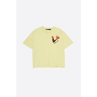 Bimba & Lola Hand Embroidered Logo T-Shirt in Lime at Nordstrom, Size X-Small Eu
