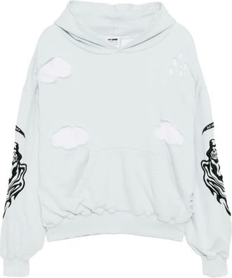 Warren Lotas graphic-embroidered hoodie - men - Cotton - M - Blue