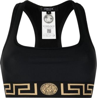 Versace Black Greca Racerback Sports Bra