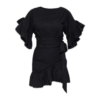 Isabel Marant Kleedjes, Dames, Zwart, M, Linnen, Melicia Jurk