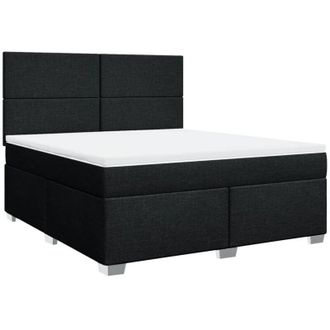 vidaXL Vidaxl - Cama Box Spring Con Colch&oacute;n Tela Negro 180x200 Cm