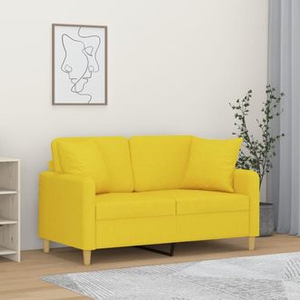 vidaXL Sof&aacute; De 2 Plazas Con Cojines Tela Amarillo Claro 120 Cm Vidaxl