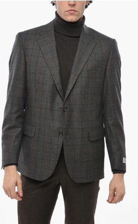Nino Danieli Plaid Motif Virgin Wool and Cashmere Blazer size 52