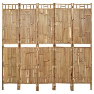 Berkfield Home 5-Panel Room Divider Bamboo 200x180 cm in Brown