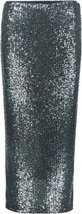 Vera Mont Rokken, Dames, Grijs, S, Pailletten, Pailletten Midi Rok met Elastische Taille