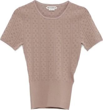 J.W.Anderson T-shirt met pointelle en korte mouwen - Beige