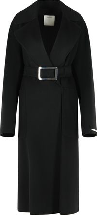 Sportmax Sportmax Cose Robe-Mantel aus reiner schwarzer Schurwolle
