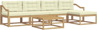 vidaXL Conjunto De Sof&aacute;s De Exterior 6 Uds. Blanco Y Crema Poli&eacute;ster Vidaxl