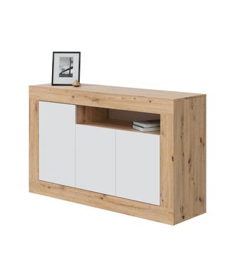 F.R.S. Aparador Teho 3 Puertas Y Hueco Central Acabado En Roble Y Blanco Artik. 87 Cm (alto) X 144 Cm (ancho) X 42 Cm (prof.)