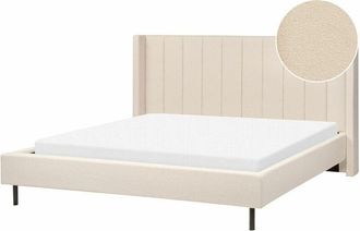 Beliani Beliani - Letto matrimoniale con doghe 180 x 200 cm tessuto boucl&egrave; beige Villette