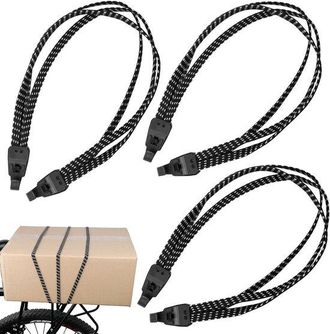 No Brand Juego De 3 Cuerdas El&aacute;sticas De 75 Cm Con Ganchos, Correas El&aacute;sticas Ajustables Para Portabicicletas, Equipaje Y Lonas, Resistentes A La Intemperie Y 