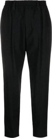 Brunello Cucinelli Black Wool Tapered Trousers, Brand Size 44 (US Size 10)