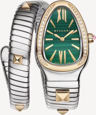 Bulgari Serpenti Tubogas Quartz Diamond Green Dial Ladies Watch 104360