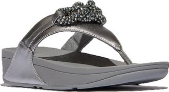 FitFlop Lulu Beaded Chain Toe Post Sandals in Silvereen at Nordstrom, Size 11