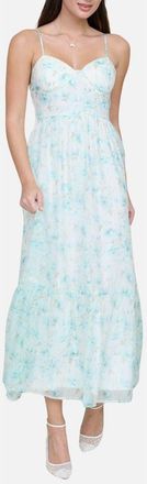 Blu Pepper Floral Print Chiffon Party Dress in Mint Multi at Nordstrom, Size Medium