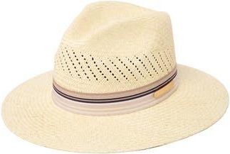 San Diego Hat Company Perforated Ribbon Trim Straw Fedora in Natural at Nordstrom Rack