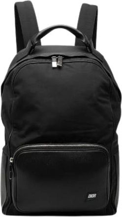 Dior Pre-owned Backpacks, male, Black, Size: ONE SIZE Pre-owned Nylon Leather Backpack