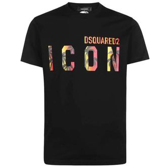Dsquared2 Mens Palm ICON Logo Black T-Shirt Cotton - Size Medium