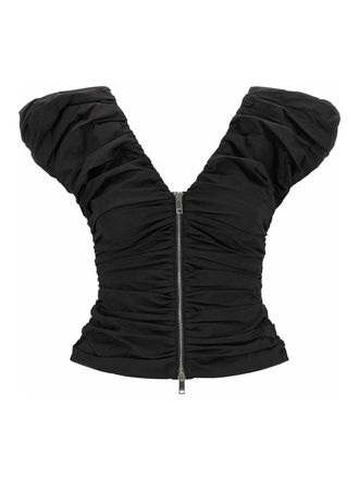 Ganni Black Ruched Top