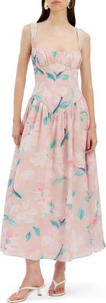 Bardot Cartia Print Midi Dress in Pink Floral at Nordstrom, Size 10