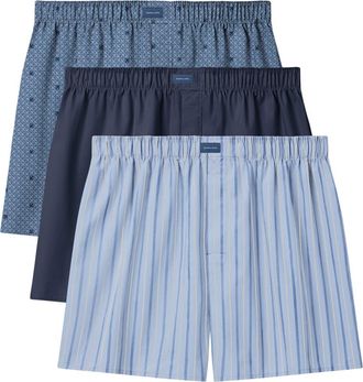 Tommy John Assorted 3-Pack Woven Cotton Boxers in Blue at Nordstrom, Size X-Large
