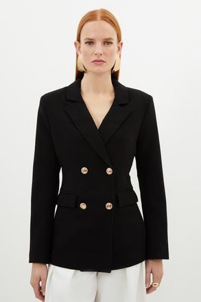 Karen Millen Tailored Doubled Breasted Blazer in Black at Nordstrom, Size 12