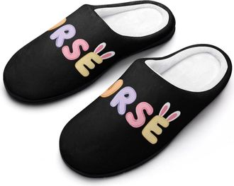 Generic Nurse Mens House Slippers Memory Foam Washable Cotton Slip on Home Shoes