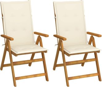 vidaXL Vidaxl - Sillas De Jard&iacute;n Reclinables 2 Uds Madera Maciza Acacia Cojines