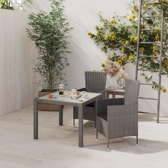 vidaXL Set Comedor De Jard&iacute;n 3 Piezas Con Cojines Rat&aacute;n Sint&eacute;tico Gris Vidaxl