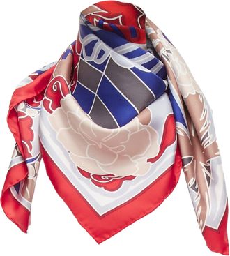 Chanel Silk Lion Statue Palm Trees Big Square Scarf